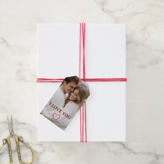 Personalized Photo Valentine's Day Gift Tag Cadeaulabel (Met Touw)