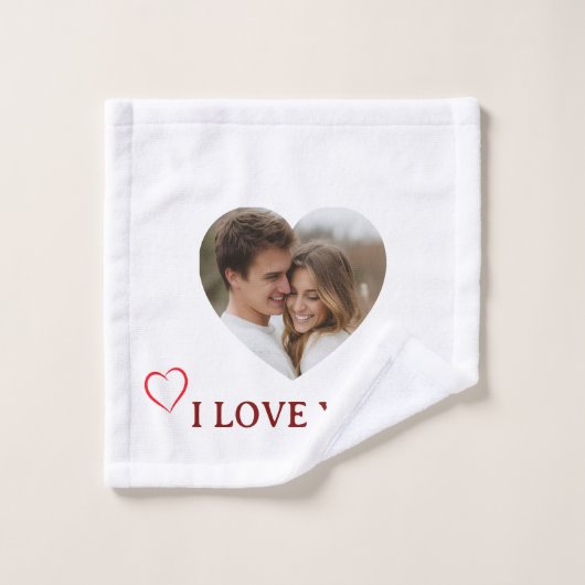 Personalized Photo Valentine's Day Towel Washandje (Wasdoekje)