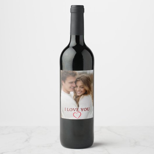 Personalized Photo Valentine's Day Wine Label Wijn Etiket (Voorkant)