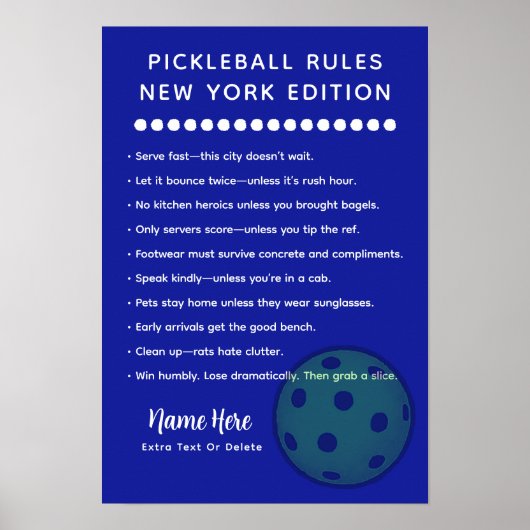Personalized Pickleball New York Edition Poster (Devant)
