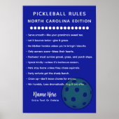 Personalized Pickleball North Carolina Edition Poster (Voorkant)