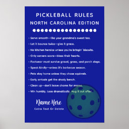 Personalized Pickleball North Carolina Edition Poster