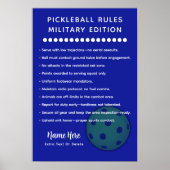 Personalized Pickleball Rules MILITARY EDITION Poster (Voorkant)