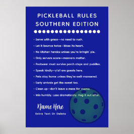 Personalized Pickleball Rules Southern Edition Poster