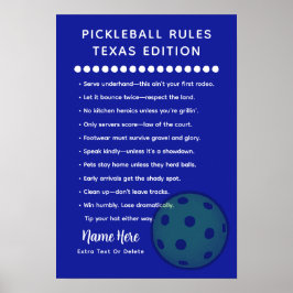 Personalized Pickleball Rules Texas Edition Poster
