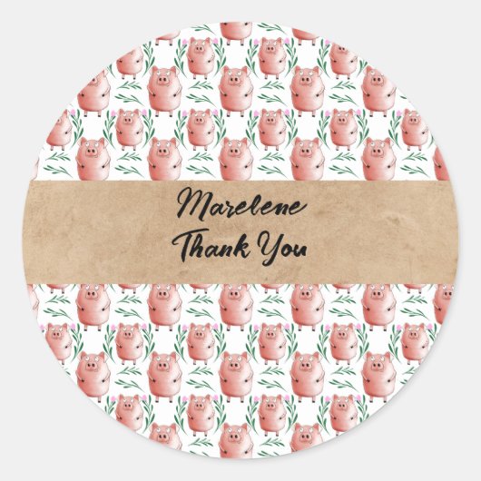 Personalized Pig Sticker – Cute Custom Farm Animal (Devant)