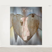 Personalized Pink Ballet Dance Studio Backdrop Wandkleed (Voorkant)