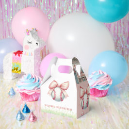 Personalized Pink Baseball Girl Birthday Bedankdoosjes