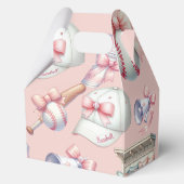 Personalized Pink Baseball Girl Birthday Bedankdoosjes (Achterkant)