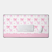 Personalized Pink Bow Coquette Cute Name Office (Clavier et souris)