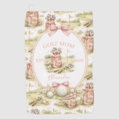 Personalized Pink Bow Golf Mom Gift Golfhanddoek (Voorkant)