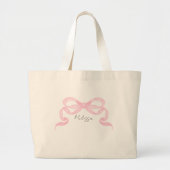 Personalized Pink bow Grote Tote Bag (Voorkant)