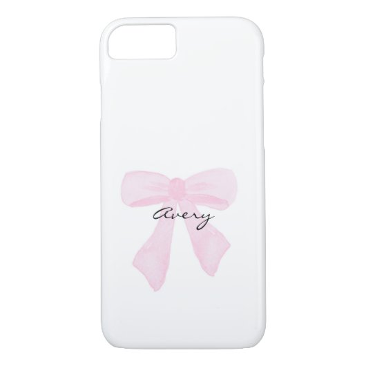personalized pink bow iPhone 8/7 case (Achterkant)