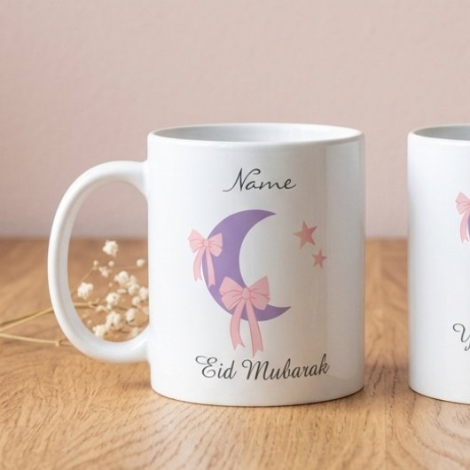 Personalized Pink Bow Moon Eid Coffee Mug