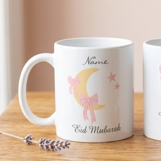 Personalized Pink Bow Moon Eid Coffee Mug