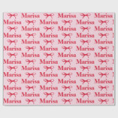 Personalized Pink Bow Name Gift  Cadeaupapier (Vlak)