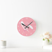 Personalized Pink Bunny Nursery Wall Clock Cute Ronde Klok (Huis)