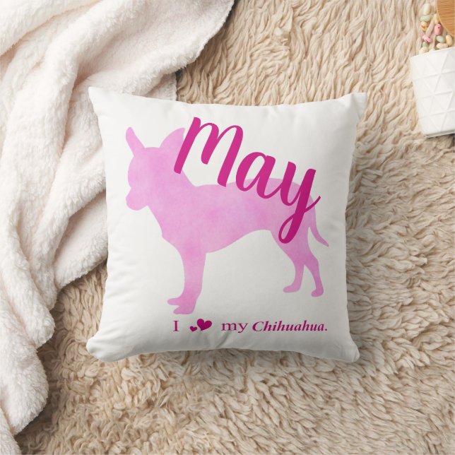 Personalized Pink Chihuahua Throw Pillow チワワ Kussen (Deken)