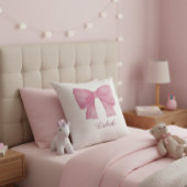 Personalized Pink Coquette Bow Luxury Throw Pillow Kussen