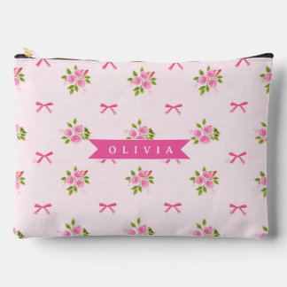 Personalized Pink Coquette Girly Bow Floral Name Etui
