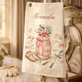 Personalized Pink Coquette Golf Monogram Golfhanddoek