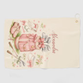 Personalized Pink Coquette Golf Monogram Golfhanddoek (Horizontaal)