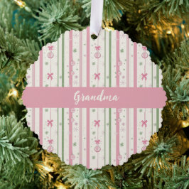 Personalized Pink Coquette Mom Holiday Ornament Kaart