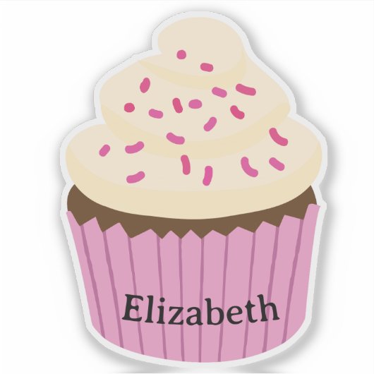 Personalized pink cupcake Sticker / Label (Devant)
