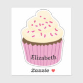 Personalized pink cupcake Sticker / Label (Feuille)
