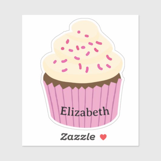 Personalized pink cupcake Sticker / Label (Feuille)