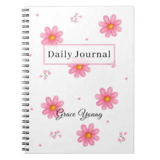 Personalized Pink Daisy Daily Journal Custom Name Notitieboek