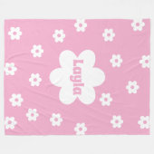 Personalized Pink Daisy Name Fleece Blanket (Voorkant (Horizontaal))
