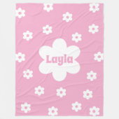 Personalized Pink Daisy Name Fleece Blanket Deken (Voorkant)
