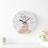 Personalized Pink Dinosaur Nursery Large Clock Grote Klok (Huis)