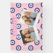 Personalized Pink Evil Eye Pattern Gifts With Name Spandoek (Verticaal)