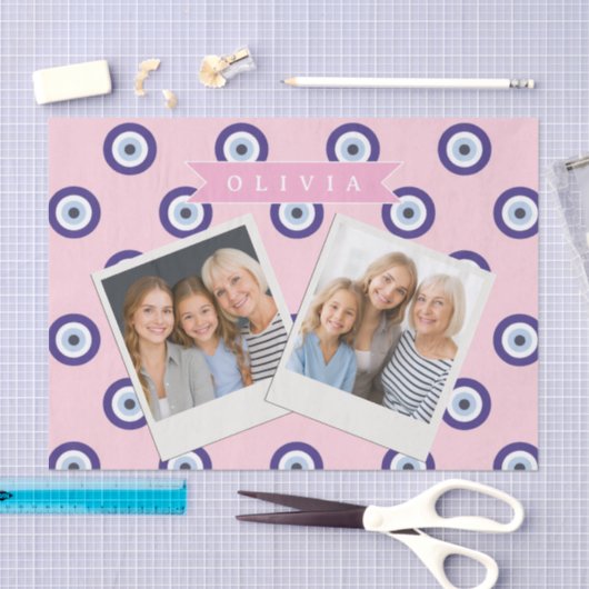 Personalized Pink Evil Eye Pattern Gifts With Name Tissuepapier (Craft)