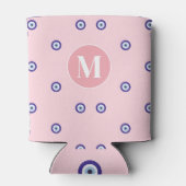 Personalized Pink Evil Eye Pattern Monogram Blikjeskoeler (Achterkant)
