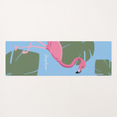 Personalized Pink Flamingo with Tropical Leaves Yogamat (Achterkant (horizontaal))