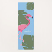 Personalized Pink Flamingo with Tropical Leaves Yogamat (Voorkant)