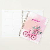 Personalized Pink Floral Bicycle Weekly Planner (Devant avec enveloppe)
