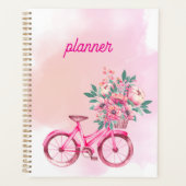 Personalized Pink Floral Bicycle Weekly Planner (Devant)