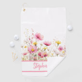 Personalized Pink Floral Golfhanddoek (Insitu)