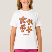 Personalized Pink Floral Pop Art T-shirt (Voorkant)