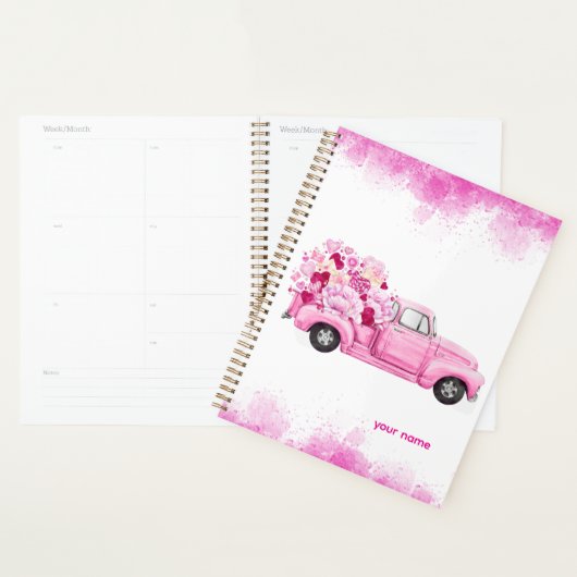 Personalized Pink Floral Truck Planner (Display)