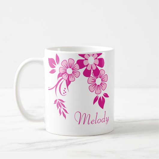 Personalized Pink Flower Mug (Gauche)
