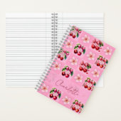 Personalized Pink Gingham Cherry Blossom Notitieboek (Binnen)