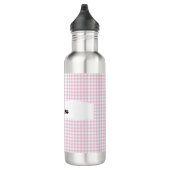 Personalized Pink Gingham Pattern & Custom Name Waterfles (Rechts)