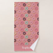 Personalized Pink Glitter Donut  (Serviette de bain)