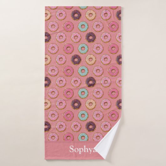Personalized Pink Glitter Donut  (Serviette de bain)