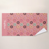 Personalized Pink Glitter Donut  Badhanddoek (Badhanddoek)